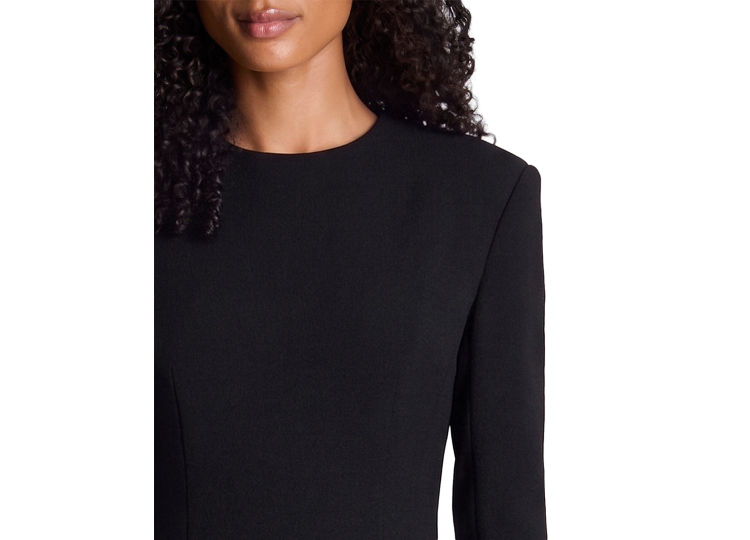 Women's Long-Sleeve Crewneck Textured-Crepe Mini Dress