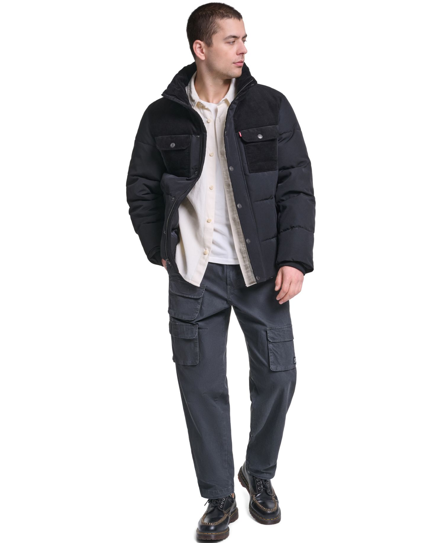 Men's Mixed-Media Puffer Jacket