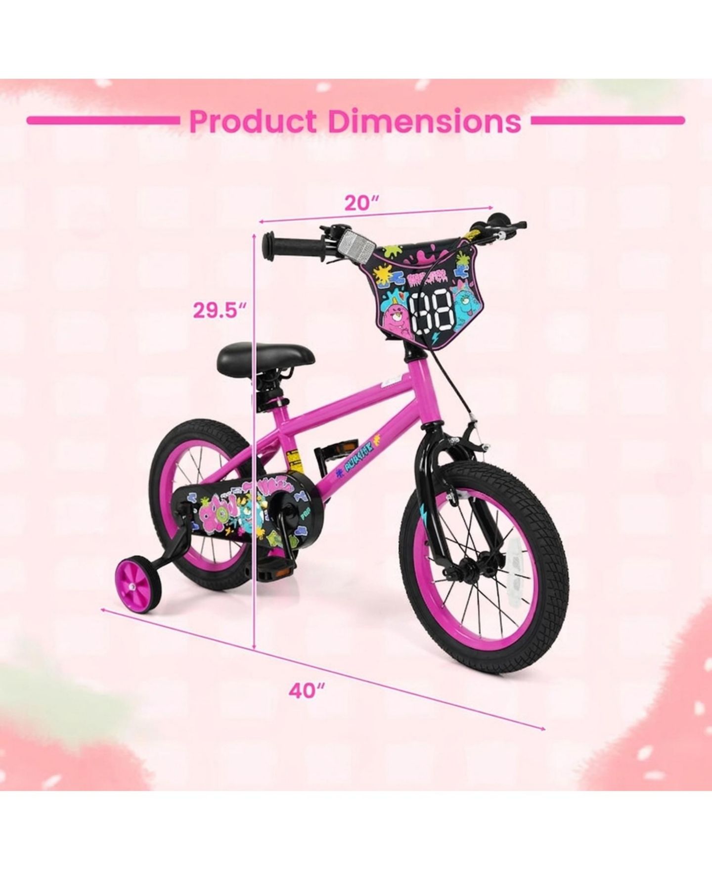 Детская игрушка HONGGE 14-Inch Kids Bike with Training Wheels and Dual Braking System, Ages 3-5 — фото 7