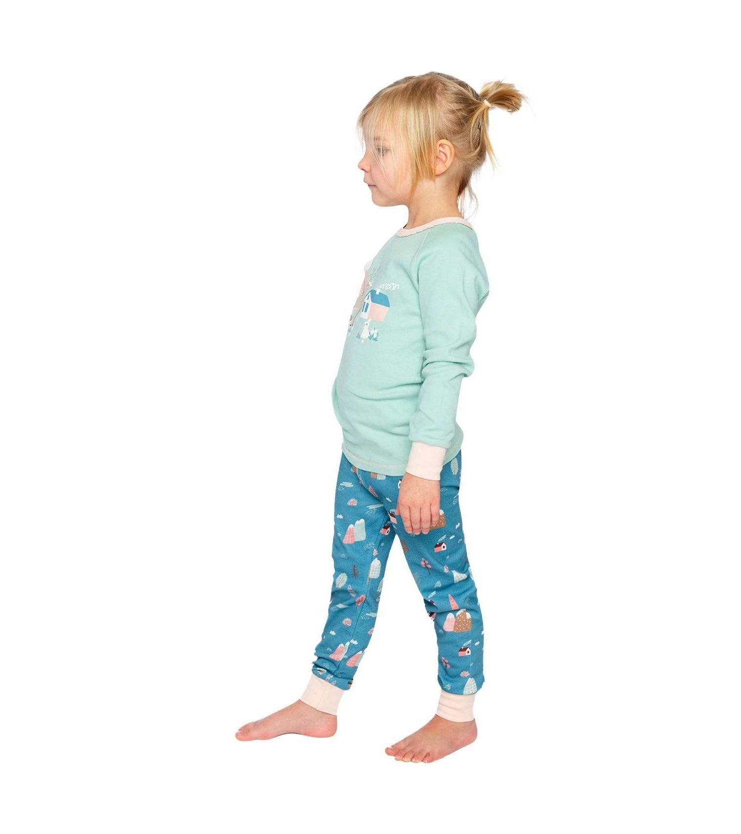 Little and Big Girl 6-12 Cotton Two Piece Pajama Set House Print