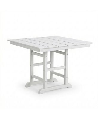 HDPE Square Patio Dining Table 37.8 Inch All Weather Outdoor Table with Detachable 2-Panel Top