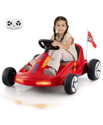 12V Electric Kids Go-Kart with Parent Remote Control and LED Lights, 66 lb. Capacity, Ages 3+