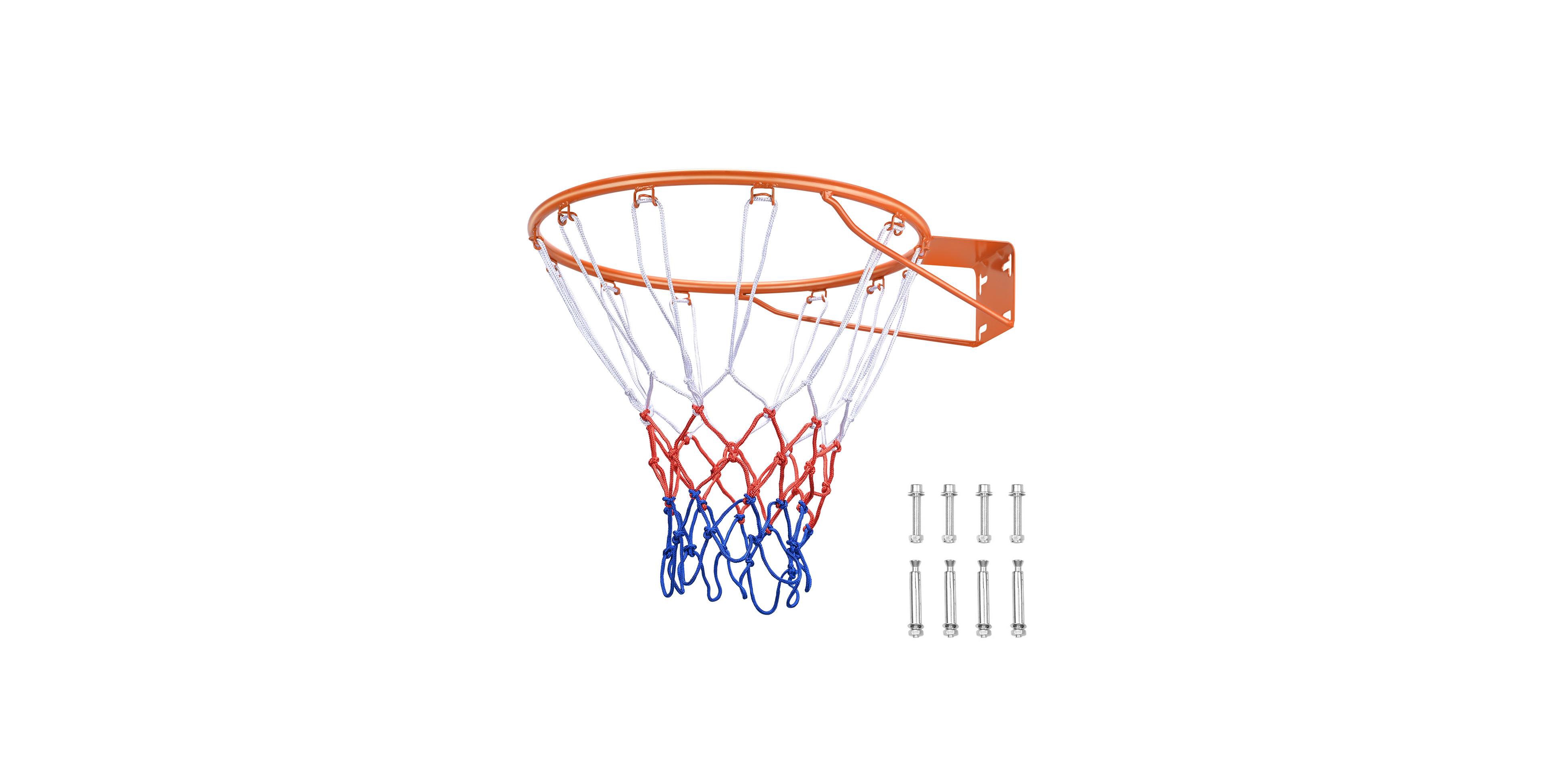 Hongge Heavy Duty 18 in Wall Mounted Basketball Flex Rim Replacement with All-Weather Net for Indoor and Outdoor Play