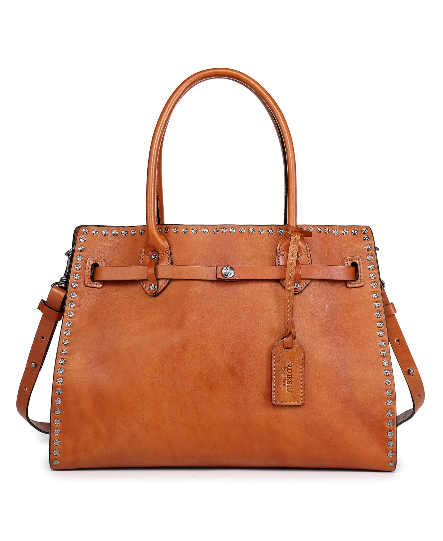Westland Large Studded Leather Satchel Bag