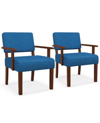 Mid-Century Linen Accent Chair Living Room with Padded Seat Backrest