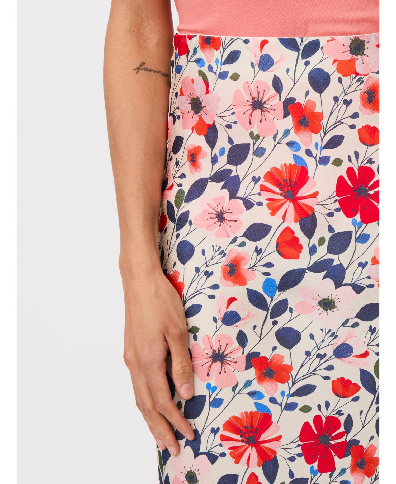 Women's High-Waist Floral Midi Skirt