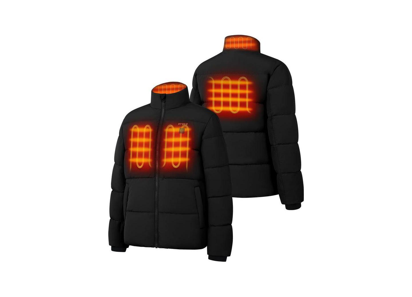 Куртка ororo Unisex S- XL ' 4-Zone Heated Down для девочек, цвет: Чёрный — фото 2