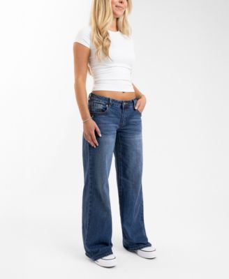 Juniors' Low-Rise Wide-Leg Denim Jeans