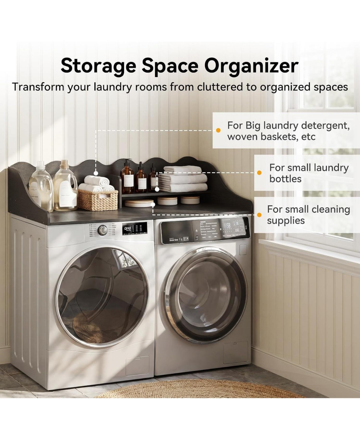 Tribesigns 54" Washer Dryer Countertop with Shelf