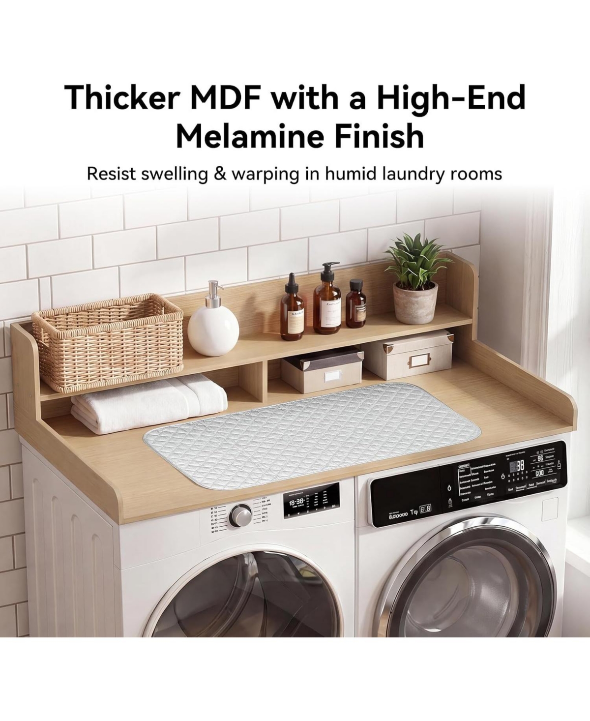 Tribesigns 54" Washer Dryer Countertop with Ironing Mat, Waterproof
