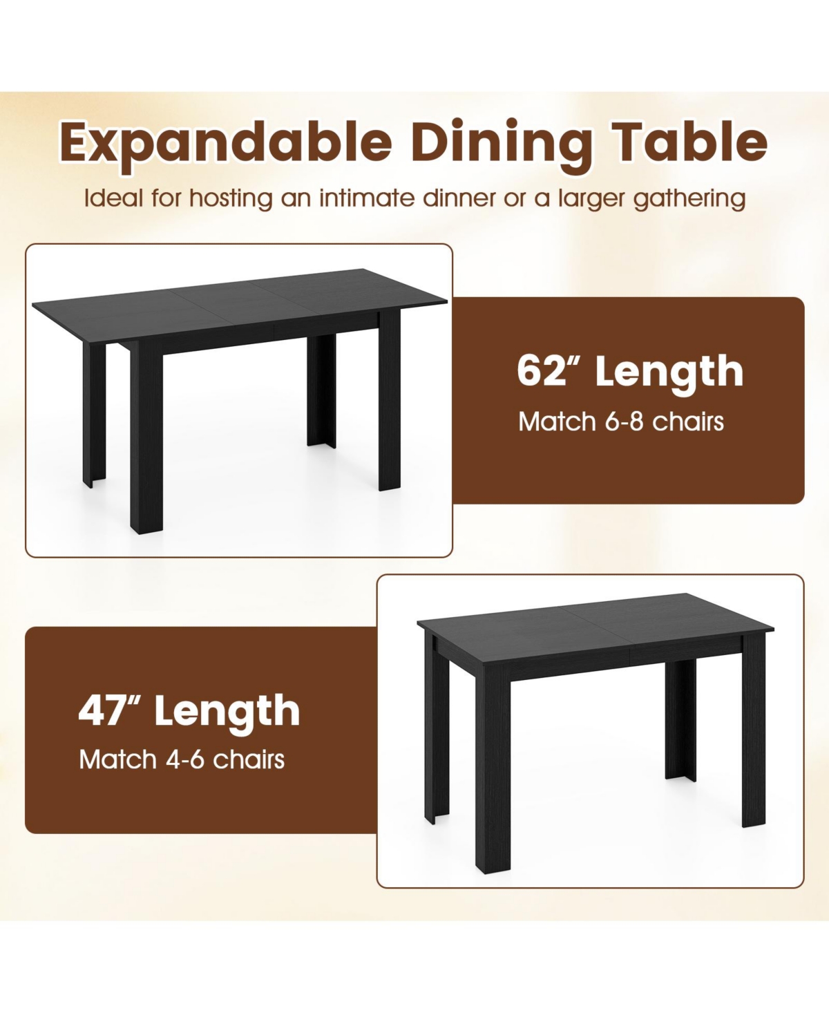 Mecale Extendable Dining Table for 4-8 with 47-to-62-Inch Top