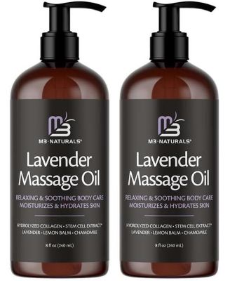Massage Oil with Collagen and Stem Cells | Body Massage Oil | 8 fl oz, Pack of 2