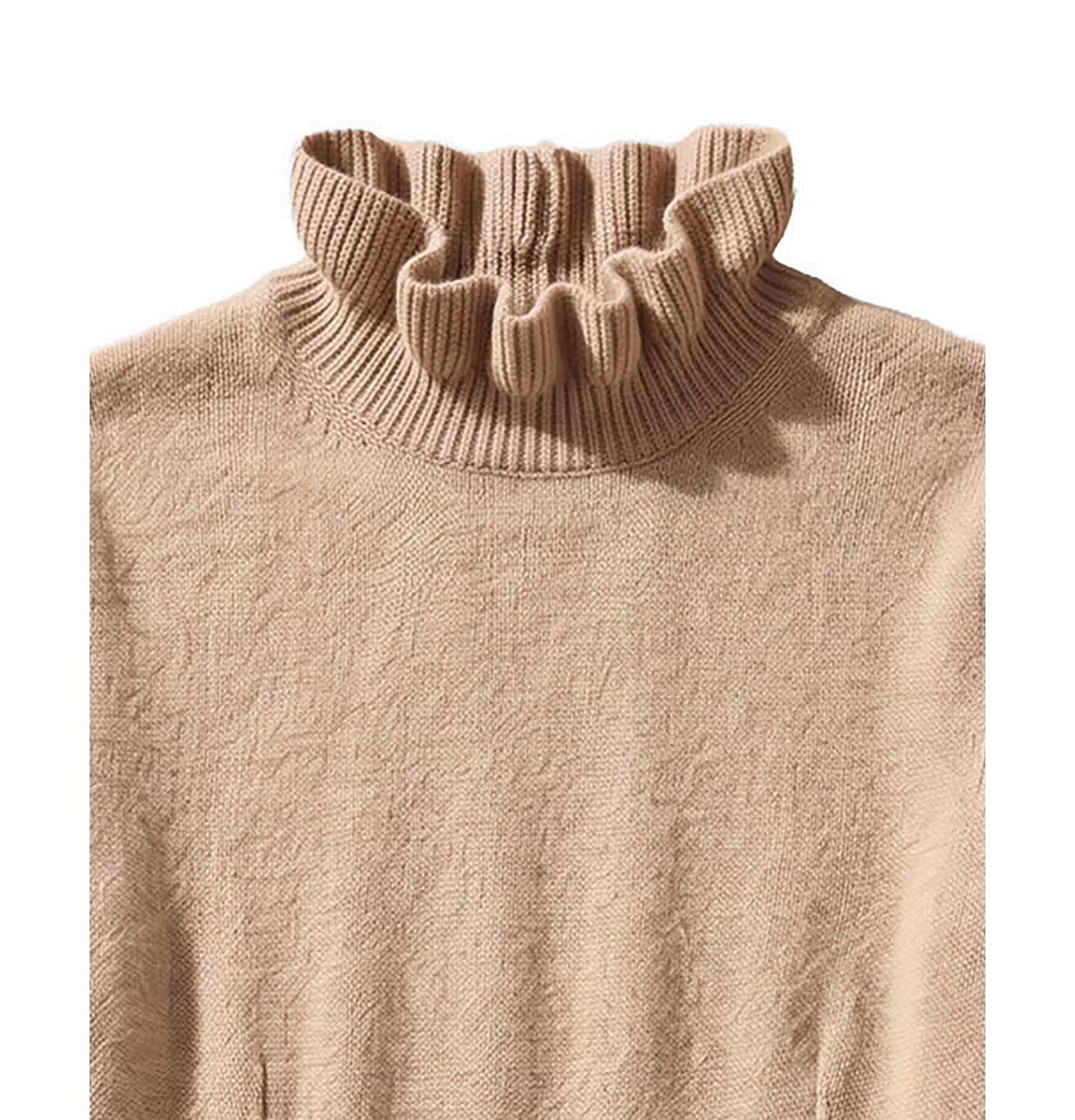 Платье Hope & Henry Organic Mock Neck Ruffle Edge Sweater Dress для девочек, цвет: Верблюжий меланжевый — фото 2