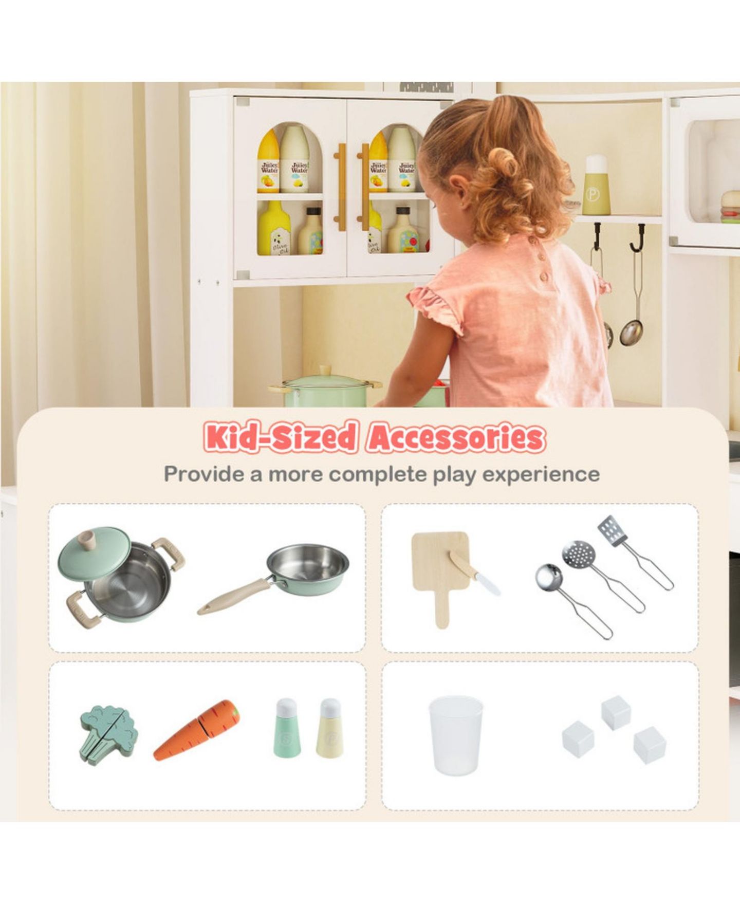 Детский игровой набор SUGIFT Corner Kitchen Playset with Retractable Countertop and Working Ice Maker, Ages 3+, цвет: Белый — фото 5