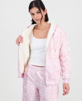 Juniors' Full-Zip Faux Fur-Lined Hoodie
