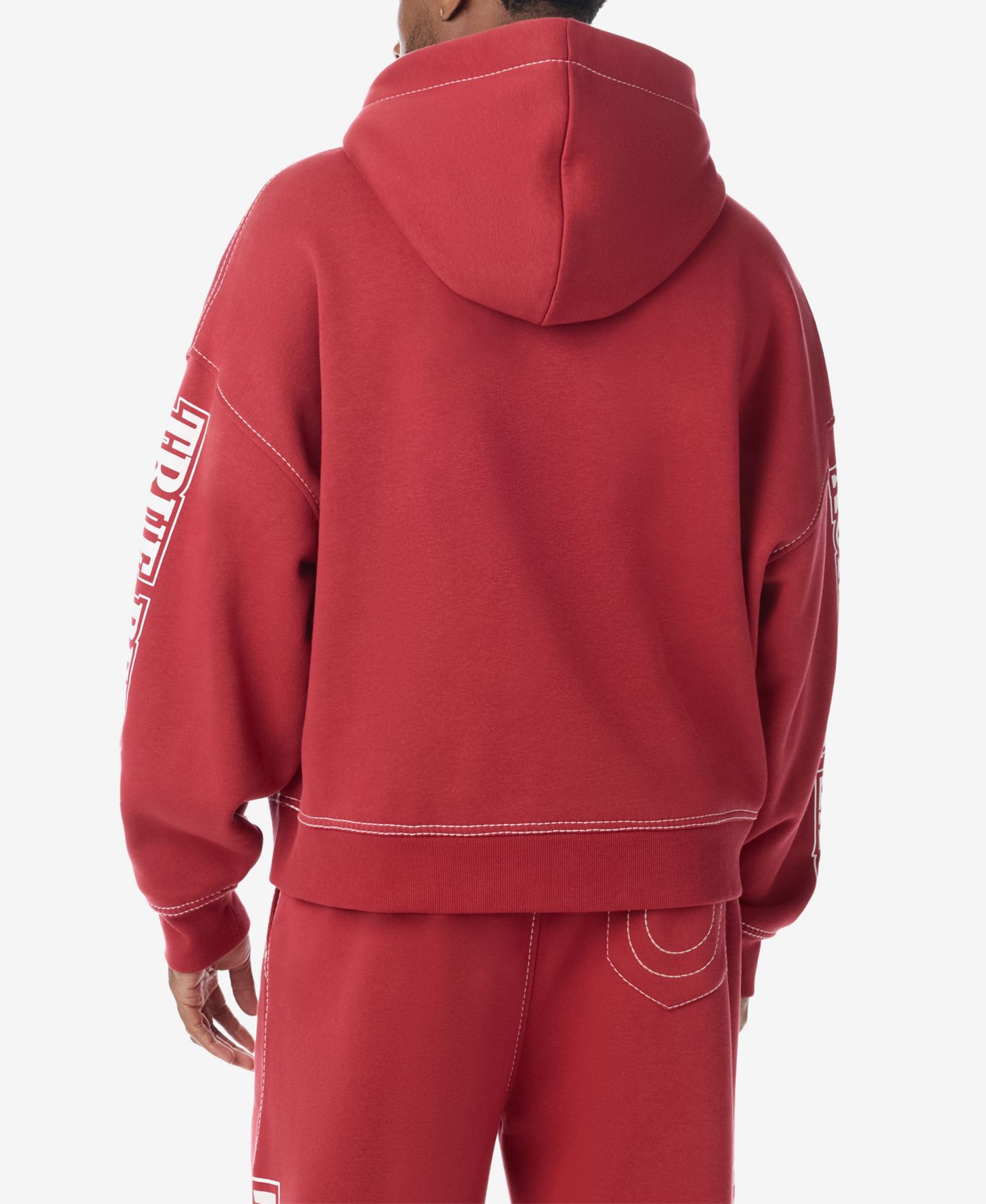 Мужское худи True Religion Big T Arch Logo, цвет: Гранатовый — фото 3