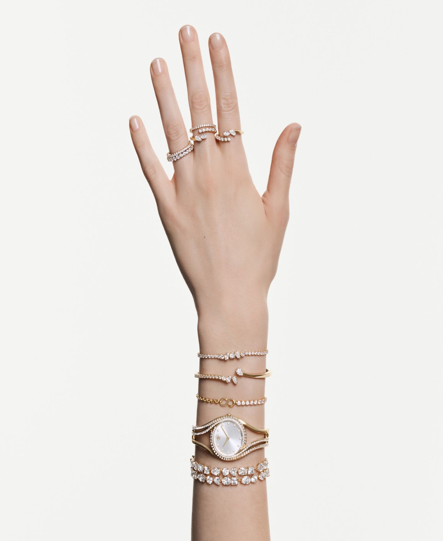 Gold-Tone Plated White Crystal Bracelet