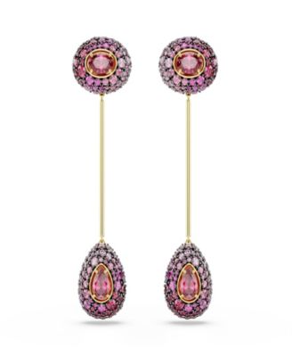 Gold-Tone Plated Red Crystal Earrings