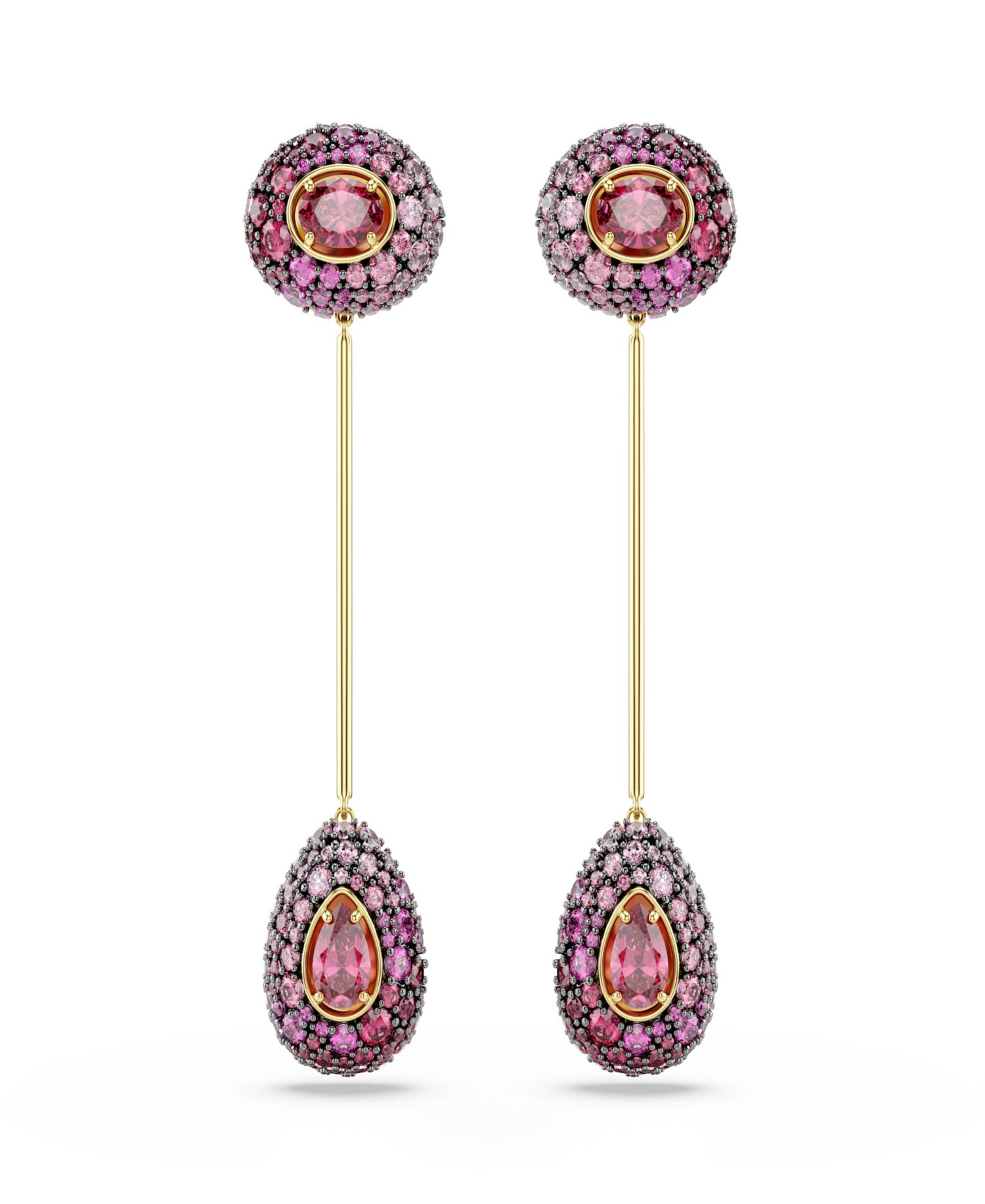 Gold-Tone Plated Red Crystal Earrings
