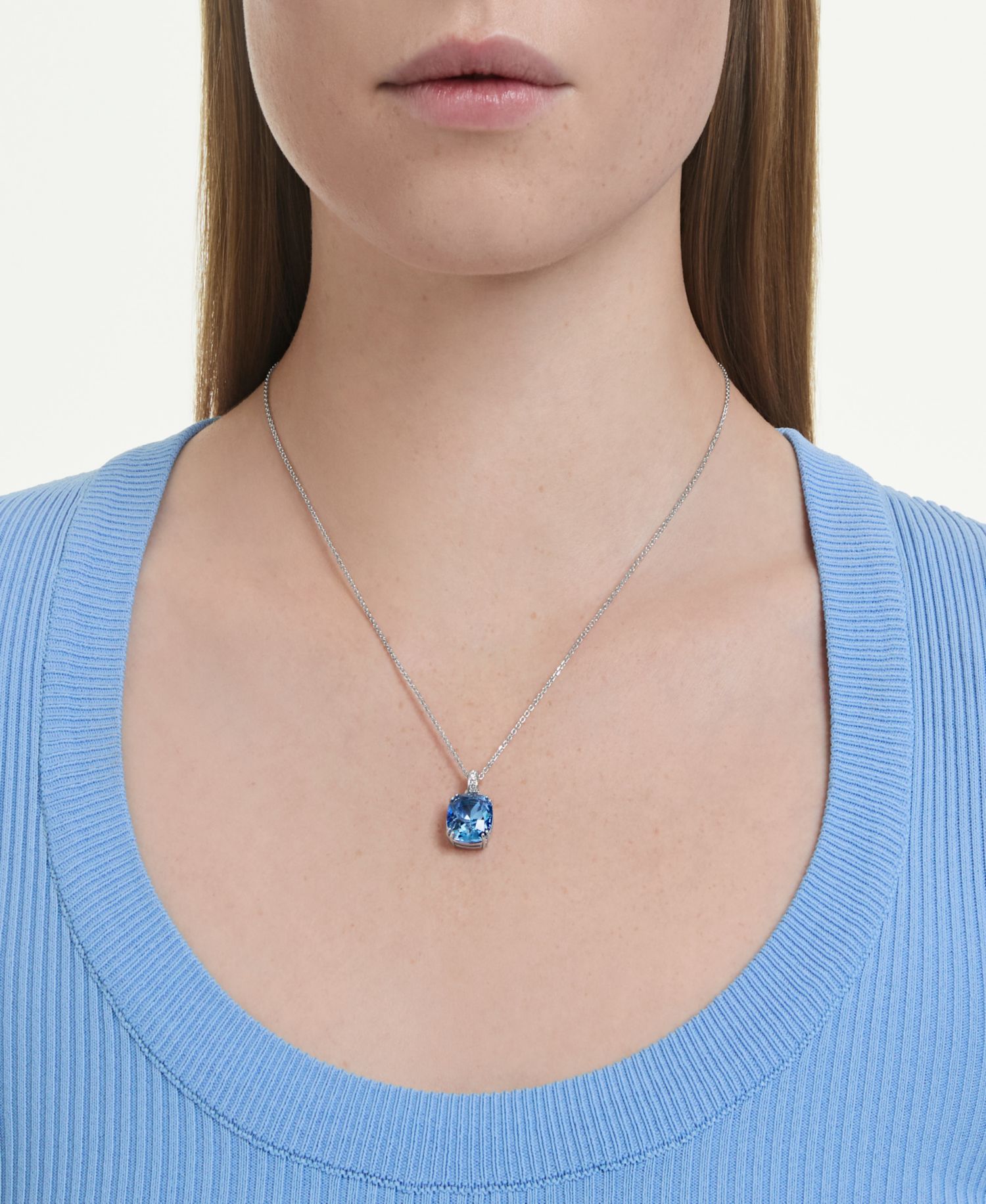 Gold-Tone Plated Blue Crystal Necklace