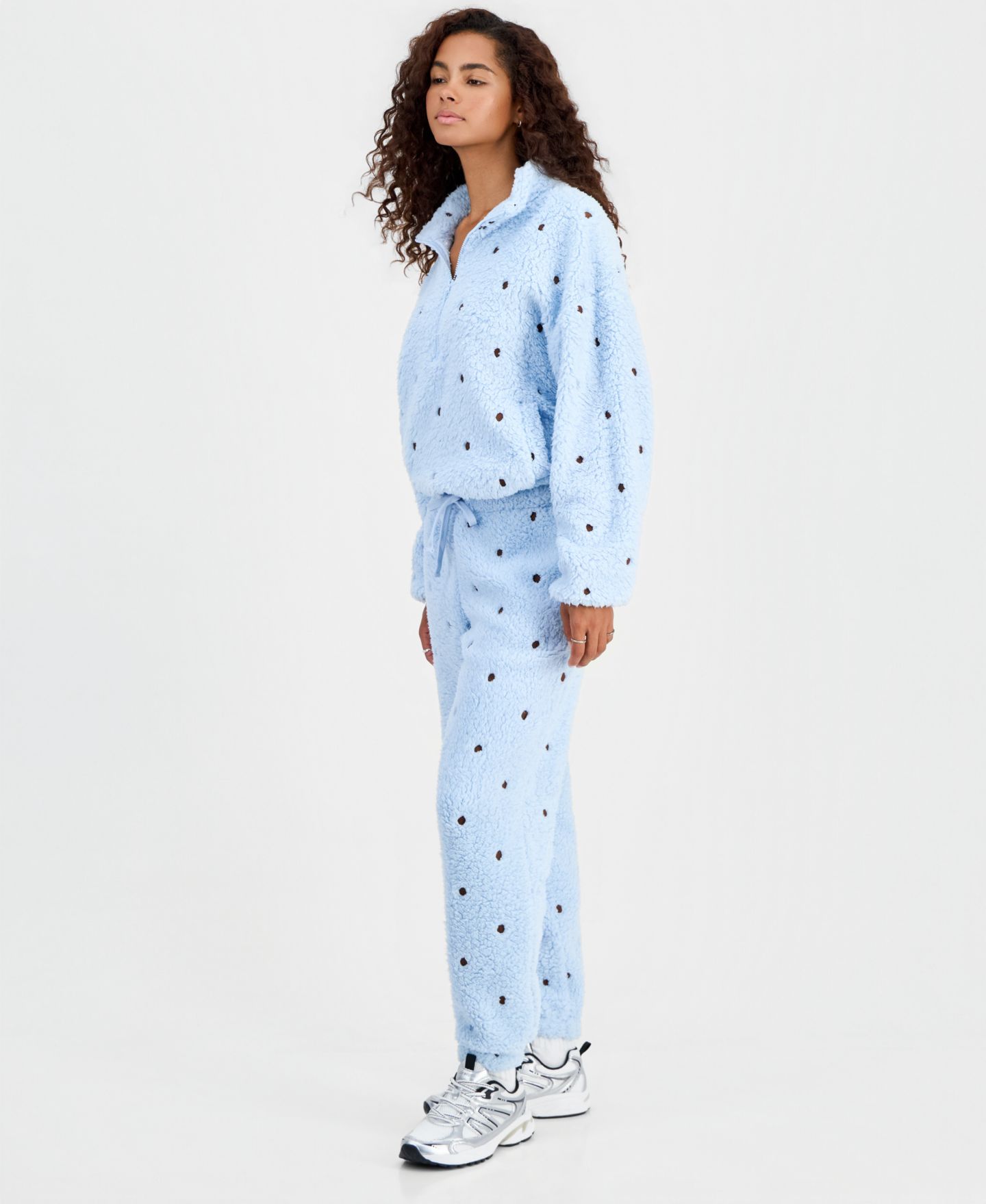 Женские брюки Hippie Rose Juniors' Sherpa Embroidered, цвет: Синий / Шоколадный — фото 3