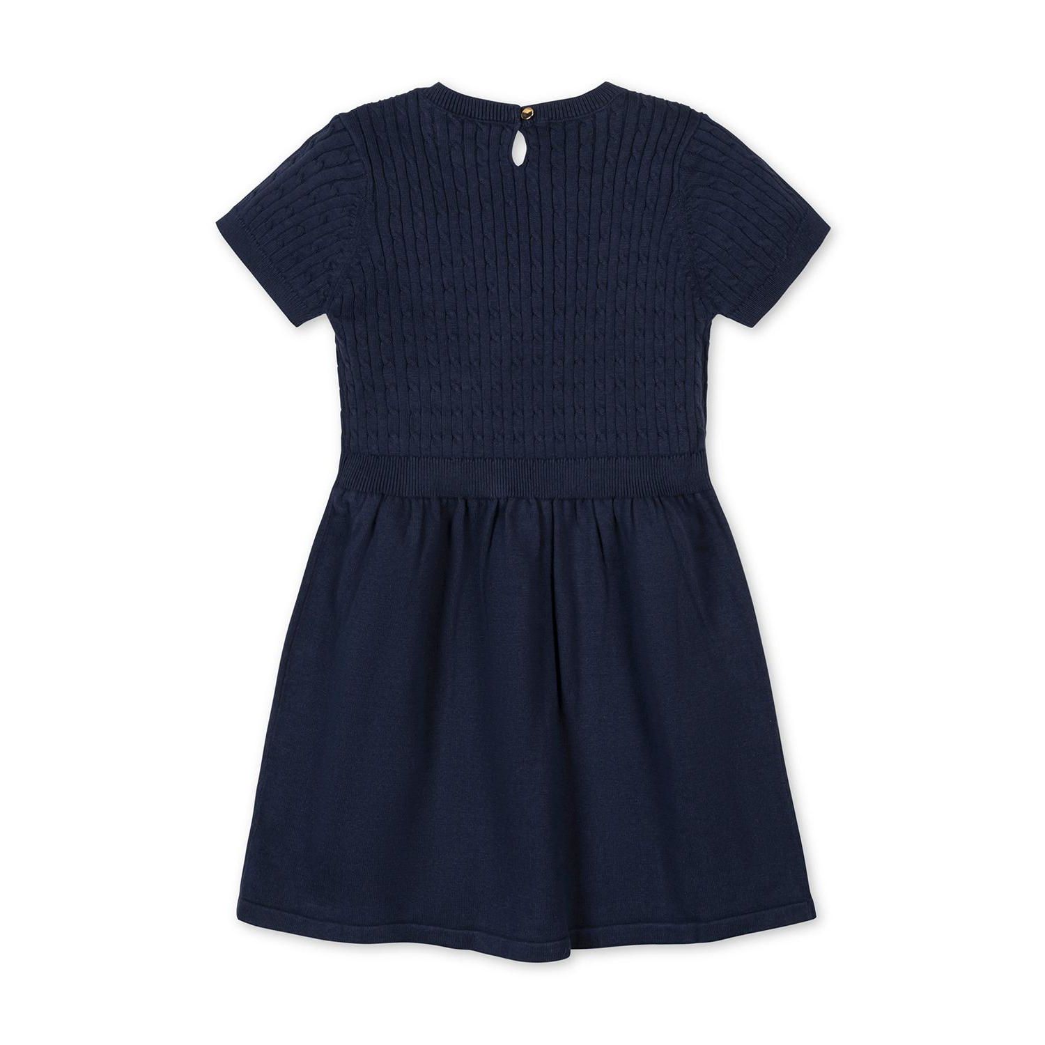 Little and Big Girls (6 - 12) Organic Short Sleeve Cable Sweater Dress
