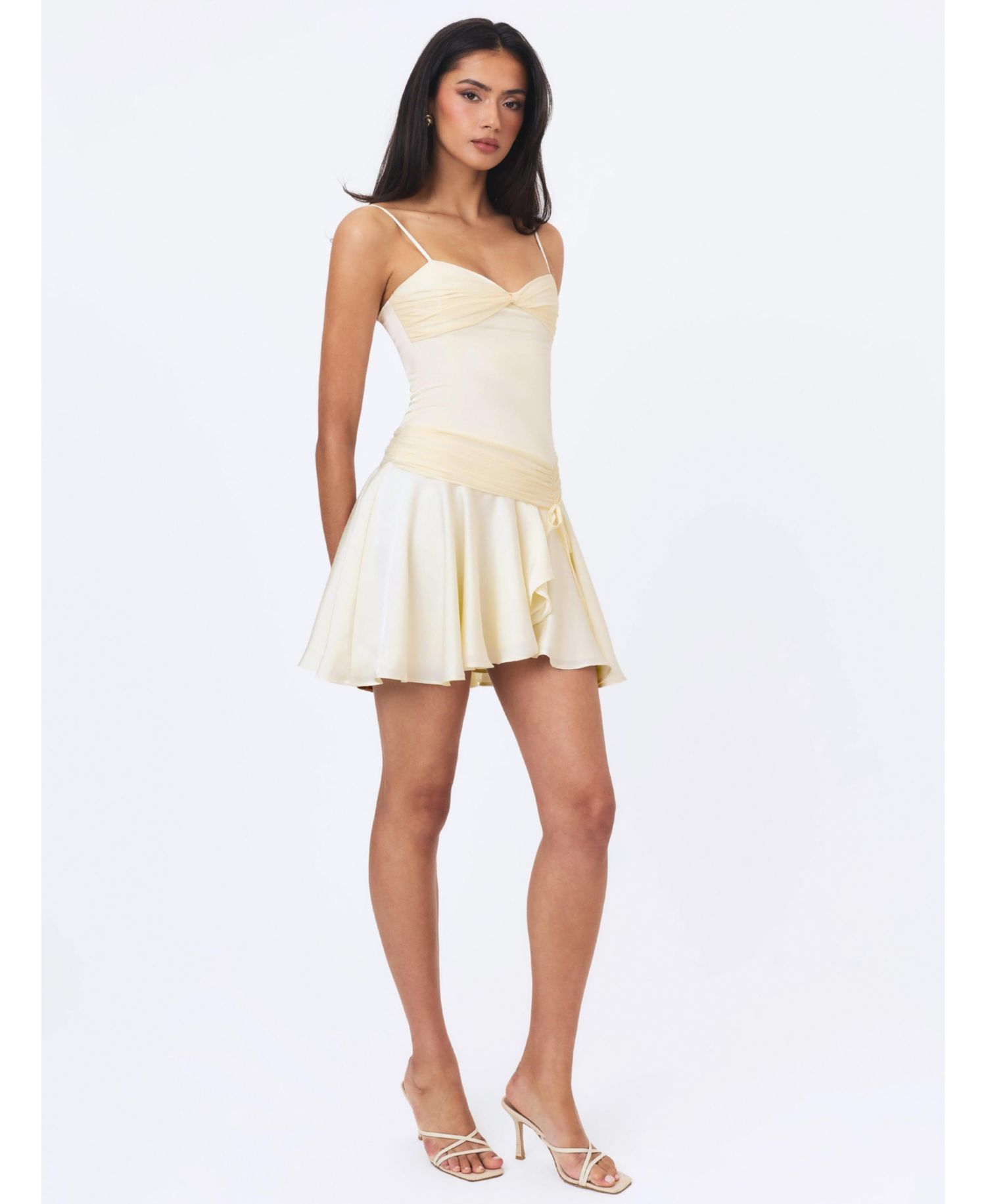 Women's Yvonne Asymmetrical Ruched Sweetheart Neck Mini Dress