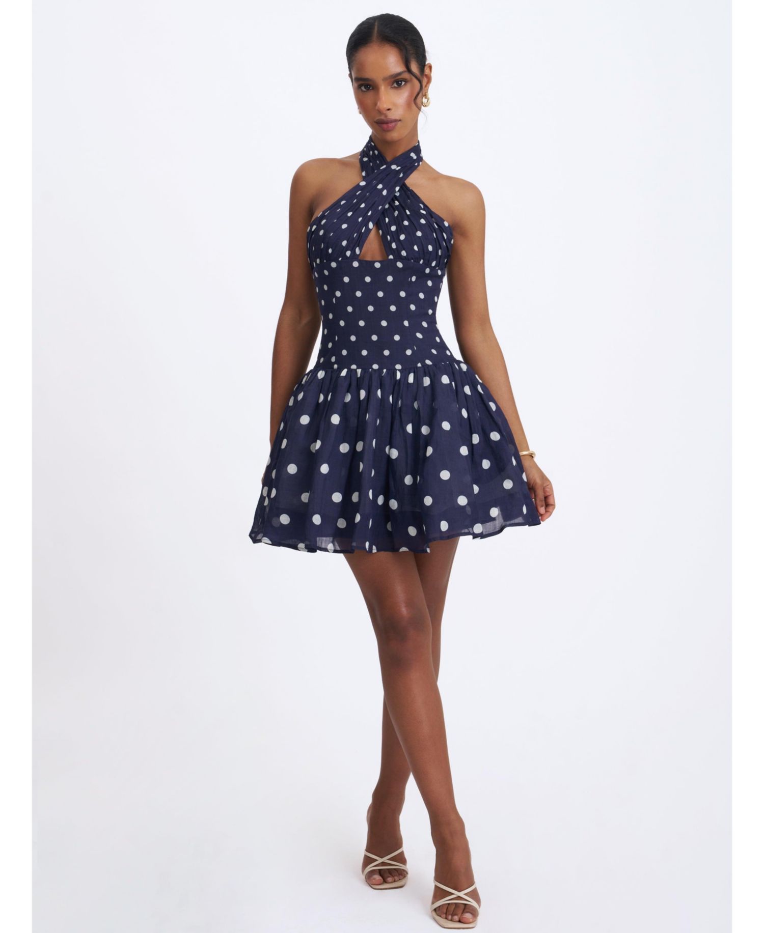 Women's Yamina Polka-Dot Halter Mini Dress