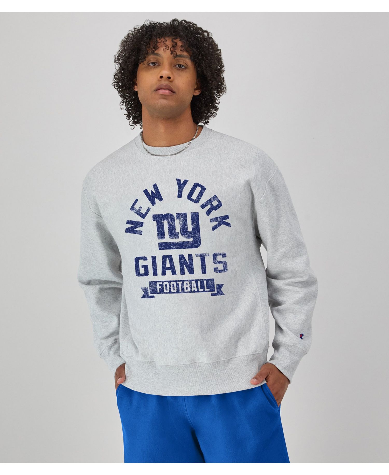 Men's Heather Gray New York Giants Reverse Weave Fleece Pullover Sweatshirt