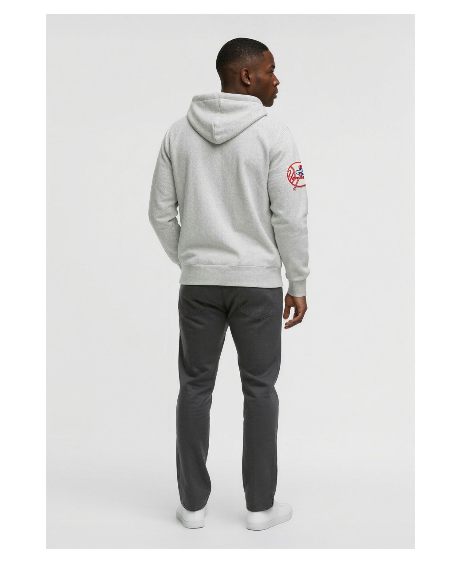 Men's Gray New York Yankees Reverse Weave Chenille Full-Zip Hoodie