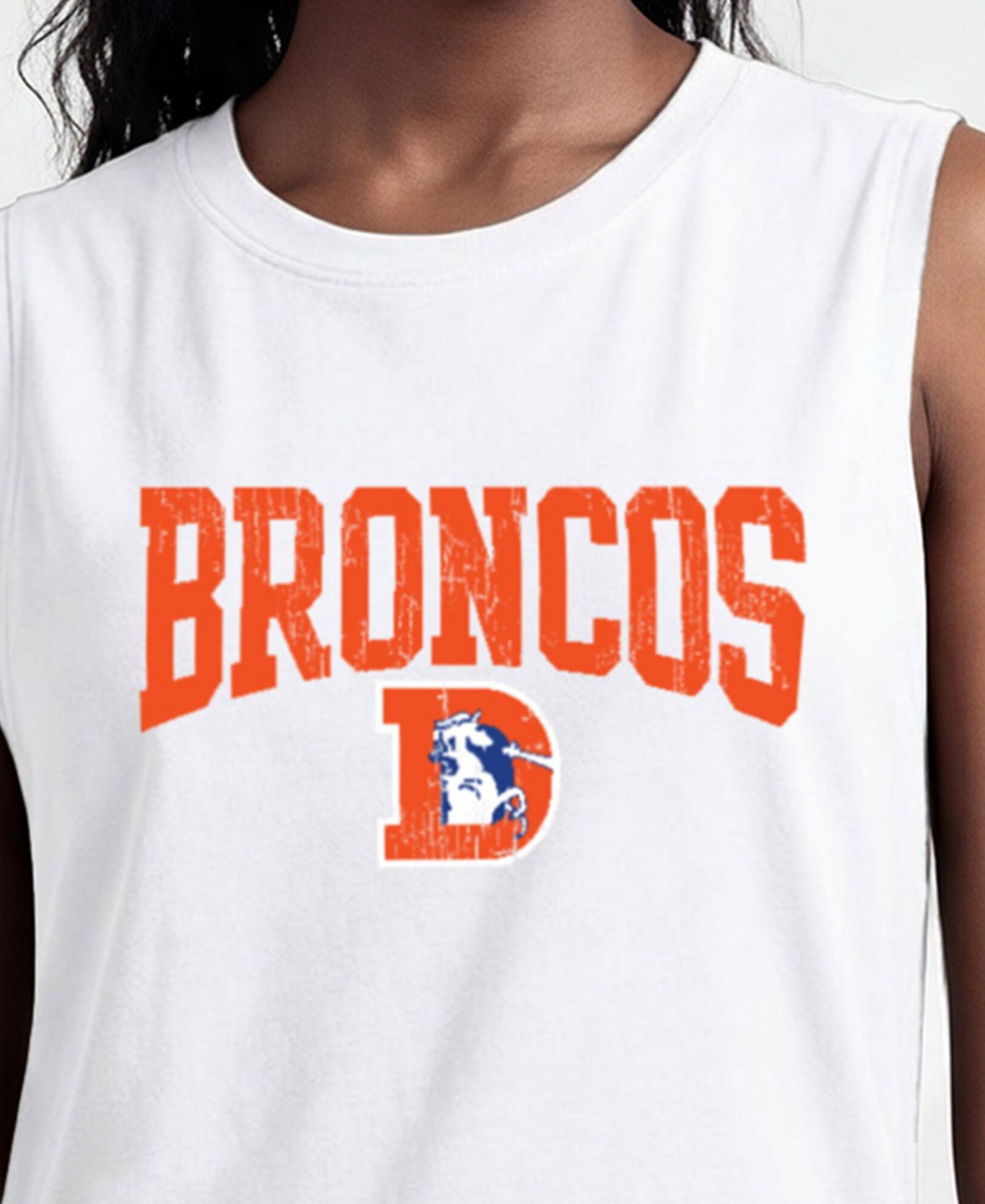 Women's Denver Broncos Crewneck Muscle Tank Top