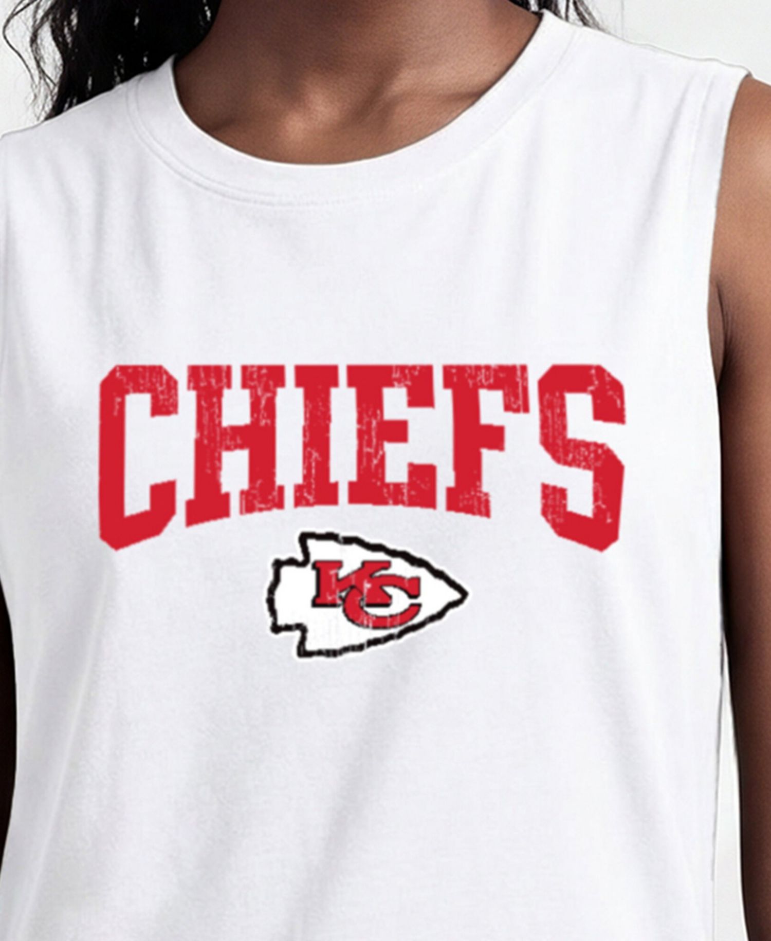 Women's Kansas City Chiefs Distressed Larger-Armhole Muscle Tank Top