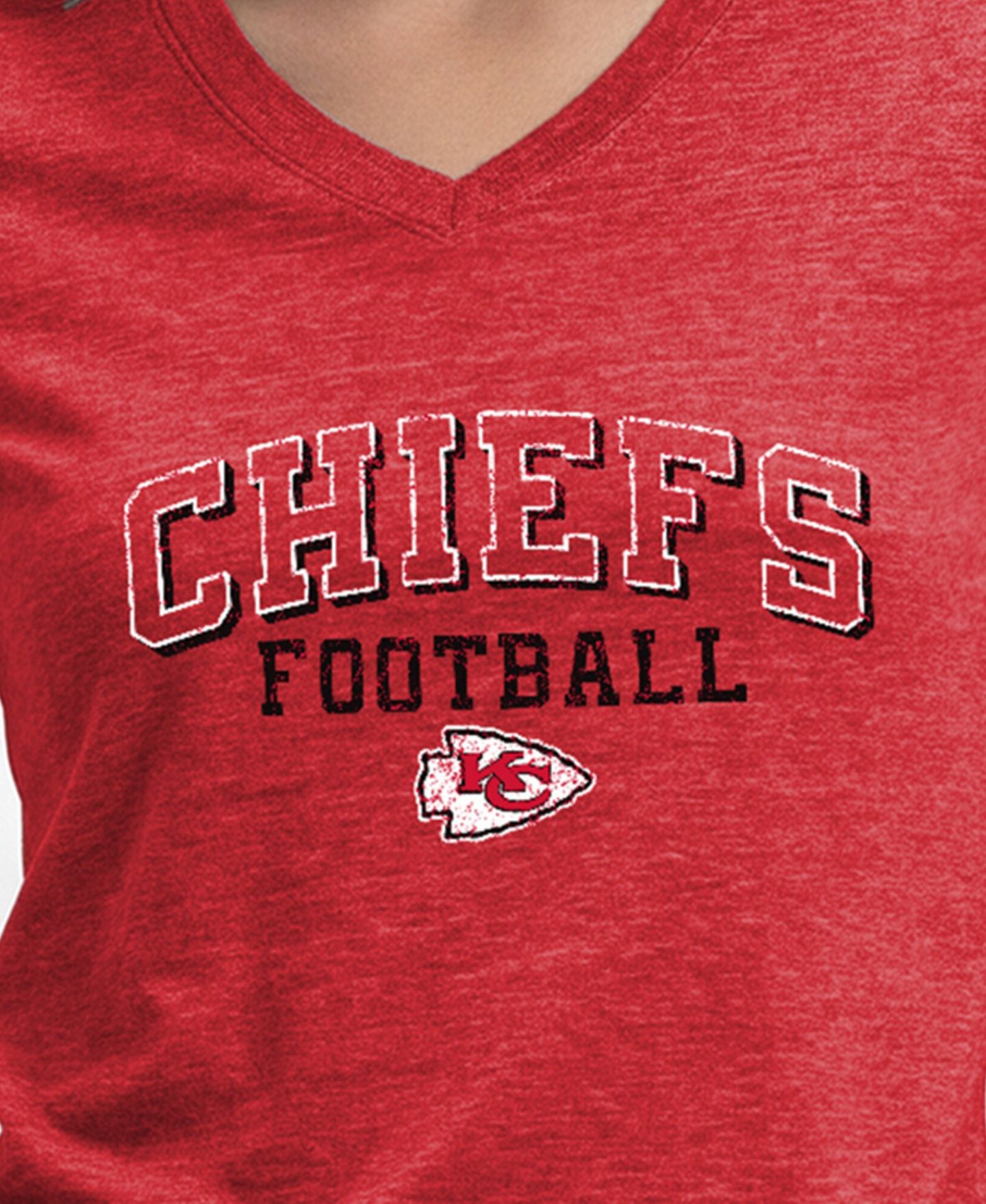Женская футболка Champion Kansas City Chiefs Triumph Tri-Blend V-Neck Distressed Graphic — фото 5