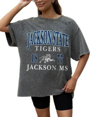Women's Gray Jackson State Tigers Oversized Snow Wash T-Shirt