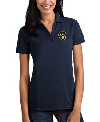 Women's Navy Milwaukee Brewers Team Tribute Polo Shirt