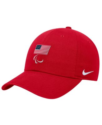 Big Boys and Girls Red U.S. Paralympics Crest Logo Club Adjustable Hat