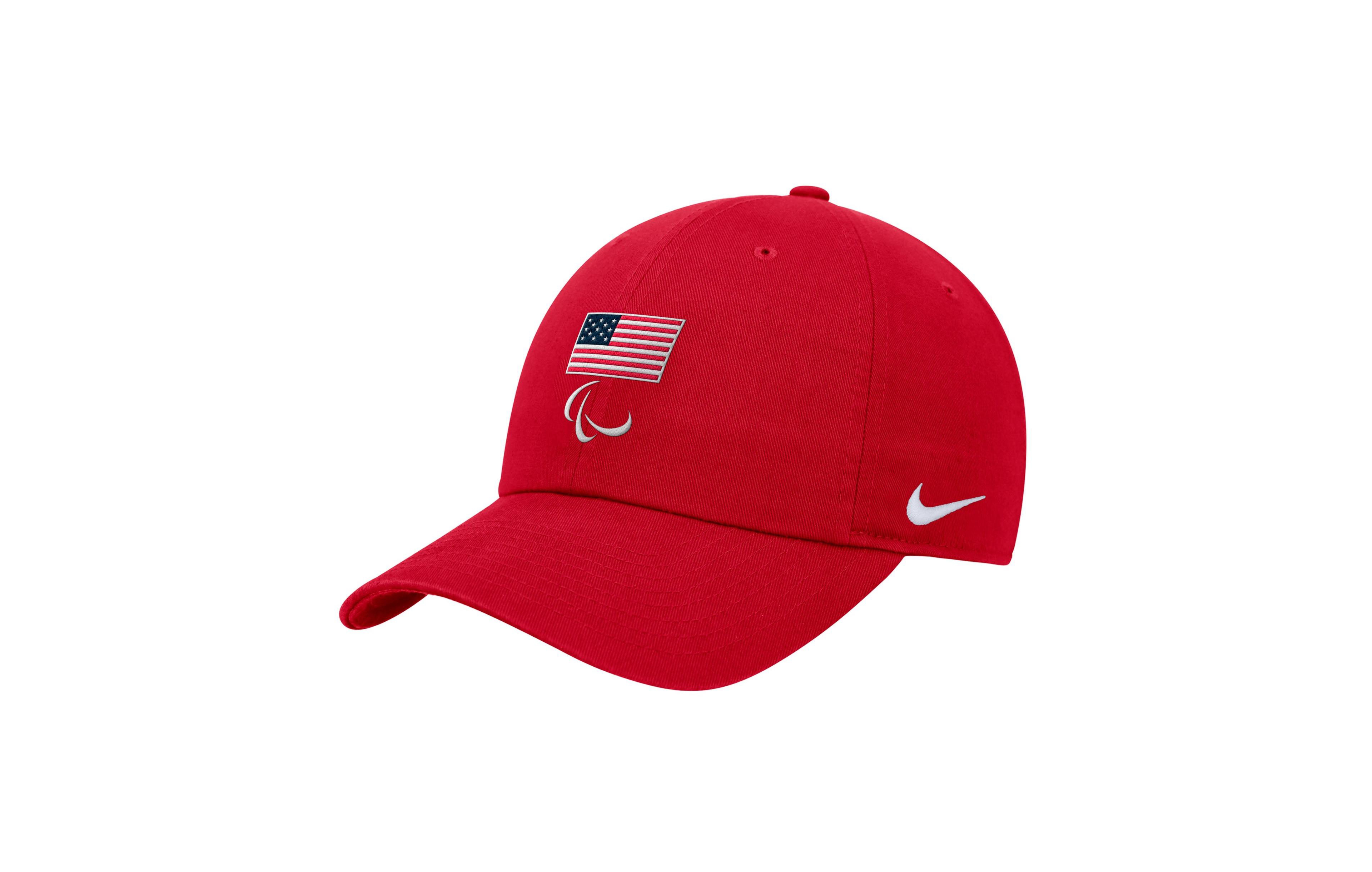 Nike Big Boys and Girls Red U.s. Paralympics Crest Logo Club Adjustable Hat