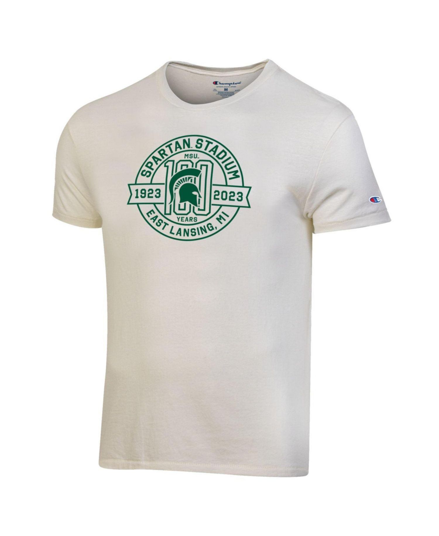 Men's White Michigan State Spartans 100th Anniversary Spartan Stadium T-Shirt