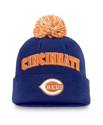 Men's Royal Cincinnati Reds Peak Cuffed Pom with Knit Hat