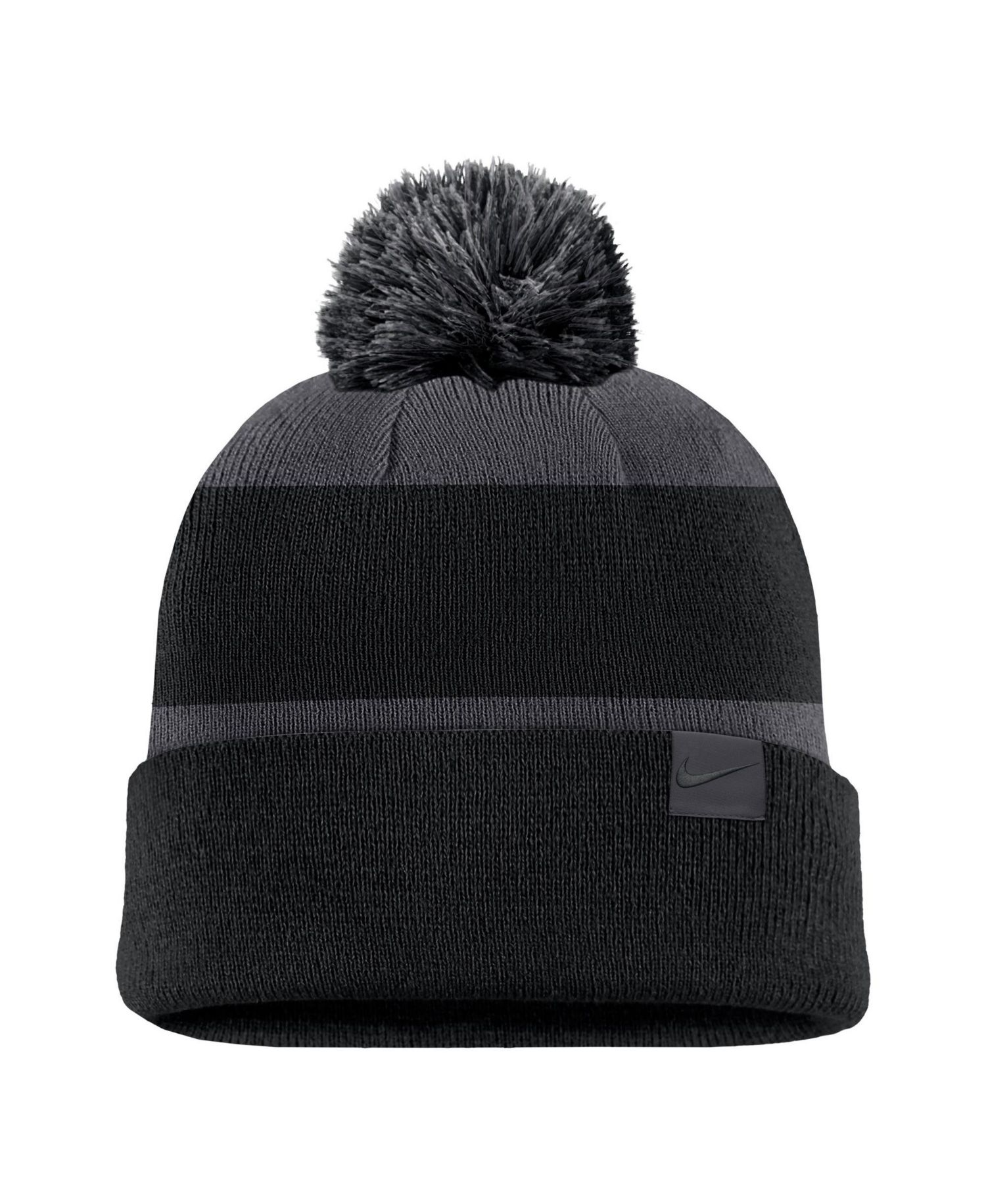 Men's Black LA28 Summer Olympics Script Peak Stripe Cuffed Knit Hat with Pom