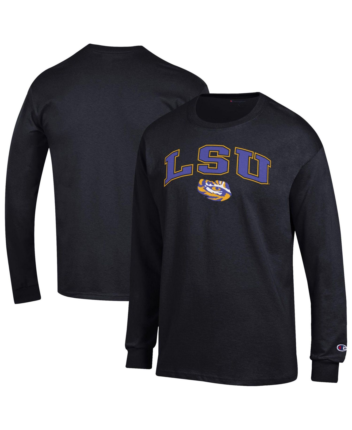 Men's Champion Heather Gray LSU Tigers Arch Over Logo Long Sleeve T-Shirt