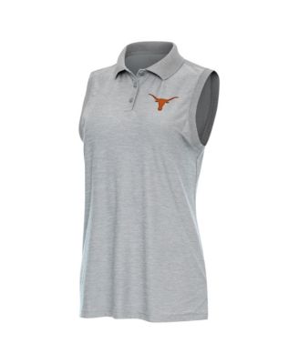 Women's Heather Gray Texas Longhorns Recap Sleeveless Polo Shirt