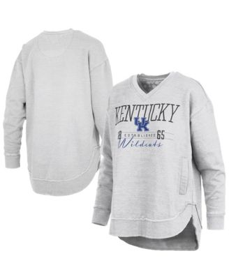 Women's Heather Gray Kentucky Wildcats Marcus East Hall Poncho V-Neck Sweatshirt
