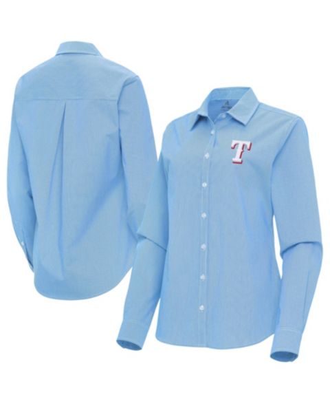 Женская рубашка Antigua Powder Blue Texas Rangers Porter Woven Long Sleeve Button-Up