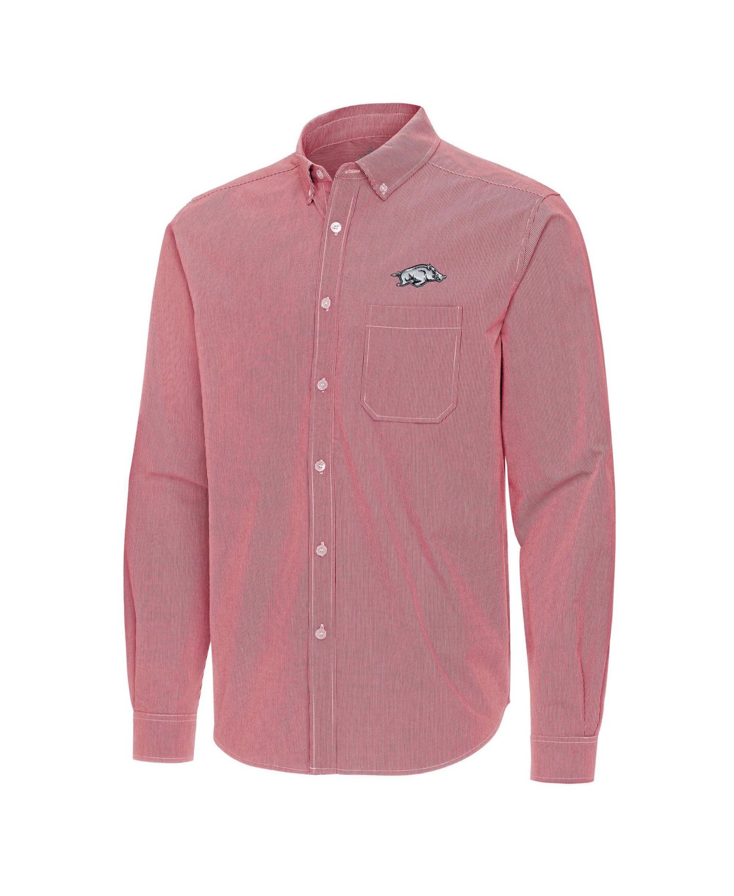 Men's Cardinal Arkansas Razorbacks Porter Woven Tri-Blend Long Sleeve Button-Down Shirt