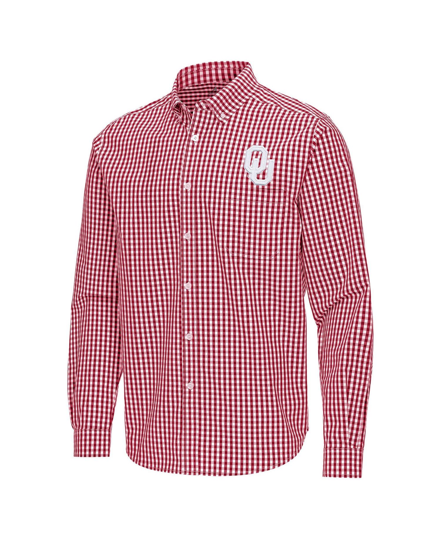 Men's Crimson Oklahoma Sooners Ellis Woven Tri-Blend Long Sleeve Button-Down Shirt