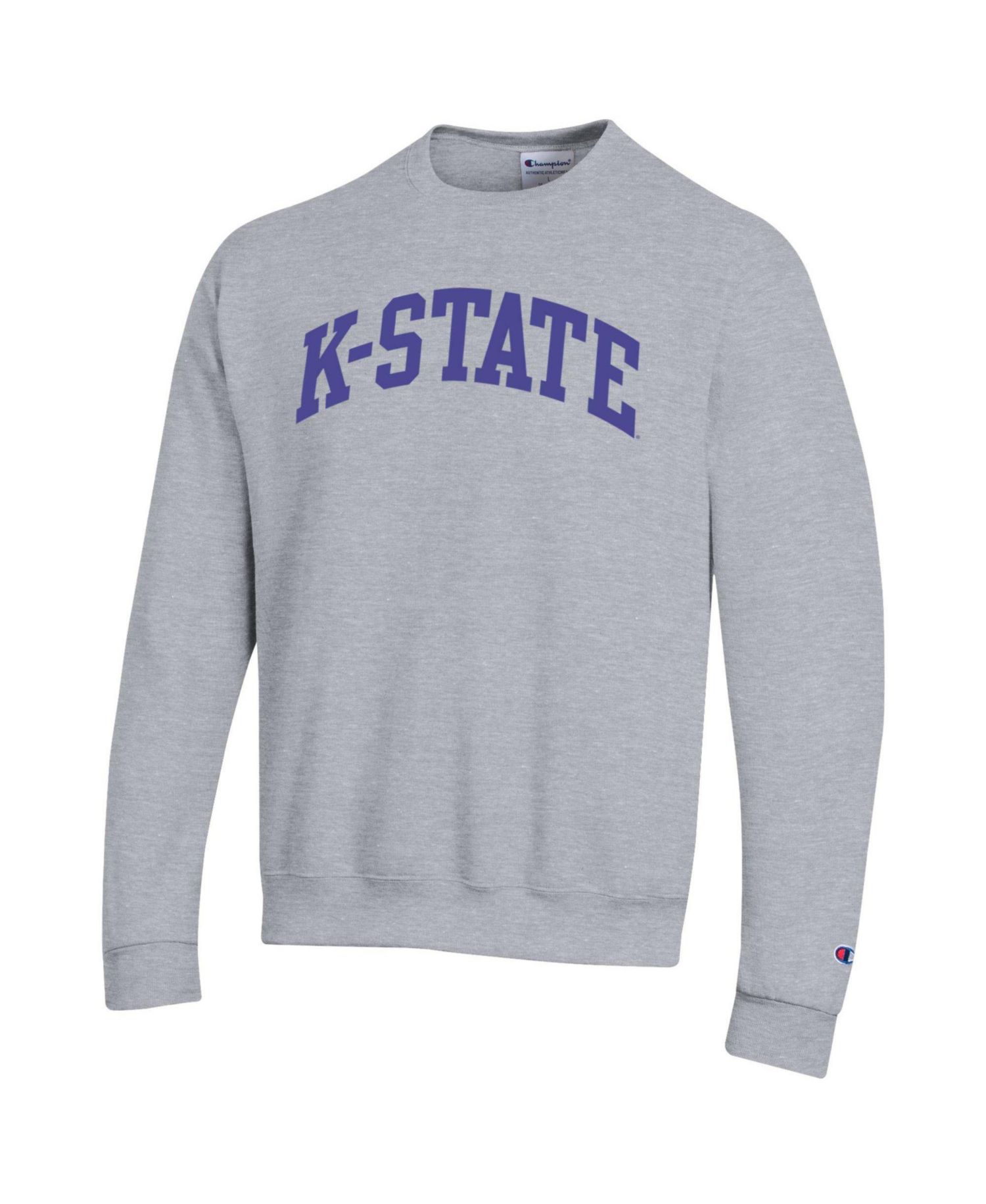 Men's Heather Gray Kansas State Wildcats Basic Arch Fleece Pullover Sweatshirt