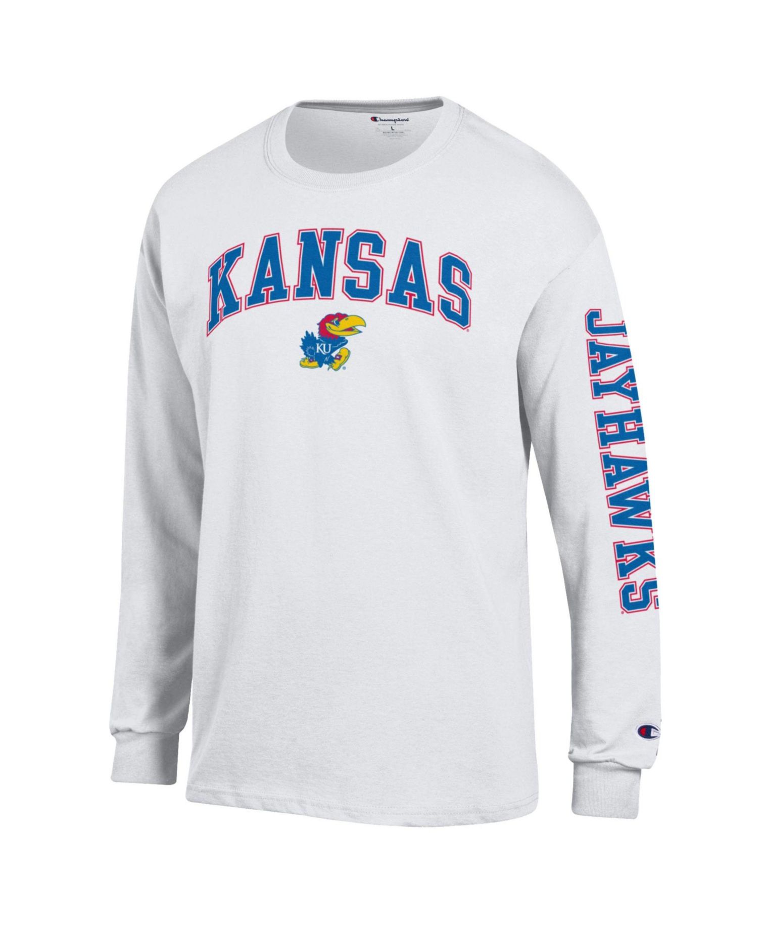 Men's Royal Kansas Jayhawks Arch Over Logo 2-Hit Long Sleeve T-Shirt