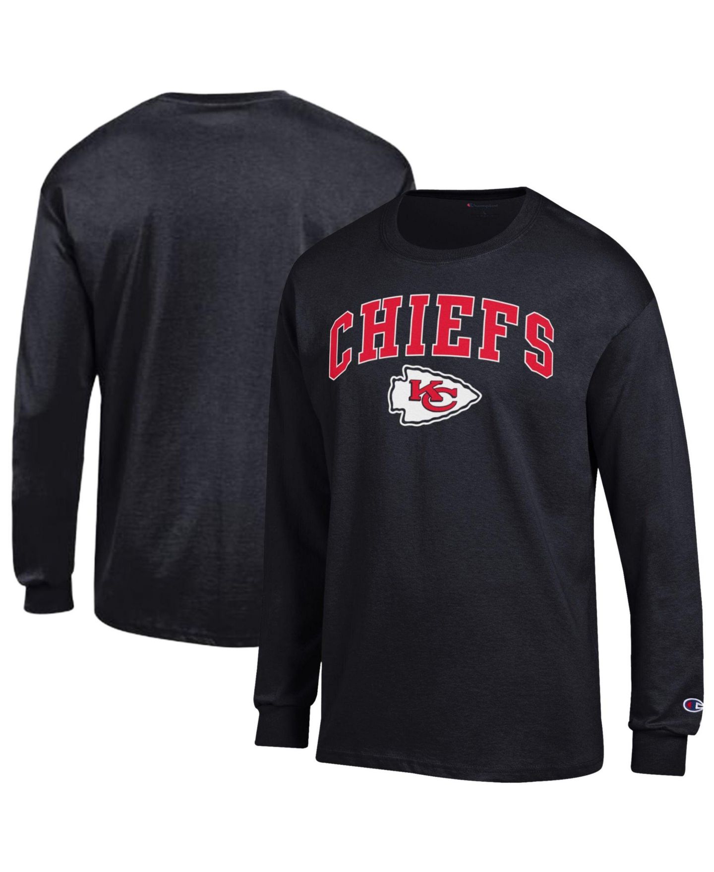Мужская футболка Champion Black Kansas City Chiefs Arch Over Logo Long Sleeve — фото 1