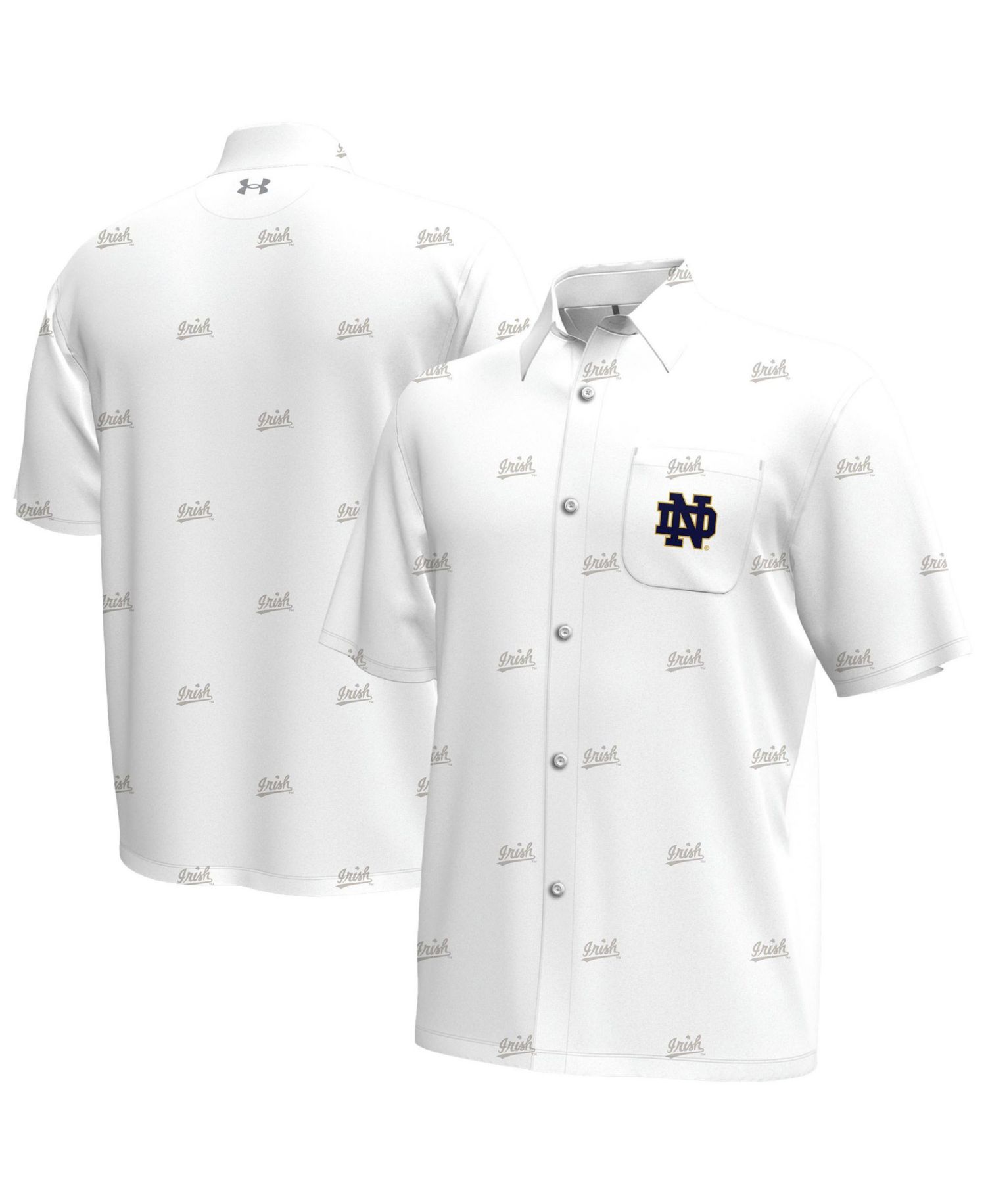 Men's White Notre Dame Fighting Irish Gameday Armourfuse Button-Up Shirt